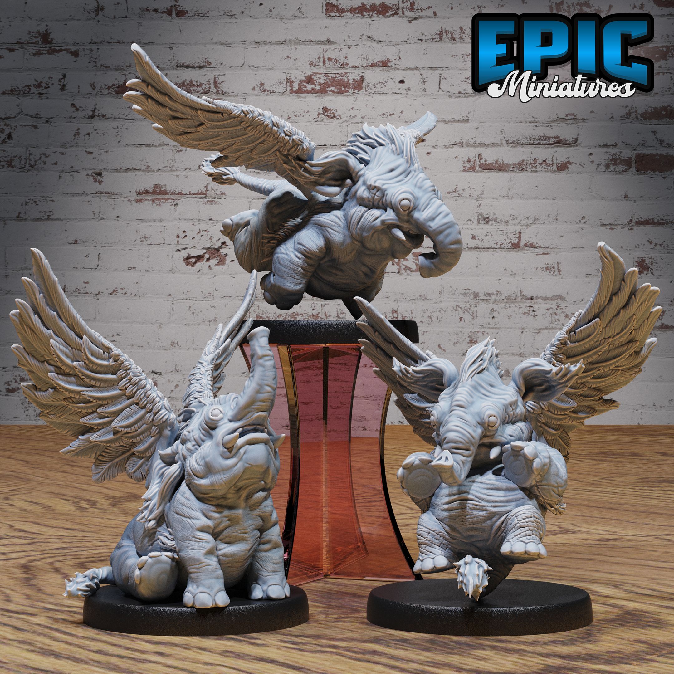 Holyphant Set / Winged Elephant / Holy Little Flying Animal / Tusked Beast / Tribal Creature / Heavenly Monster / Large Mammalia